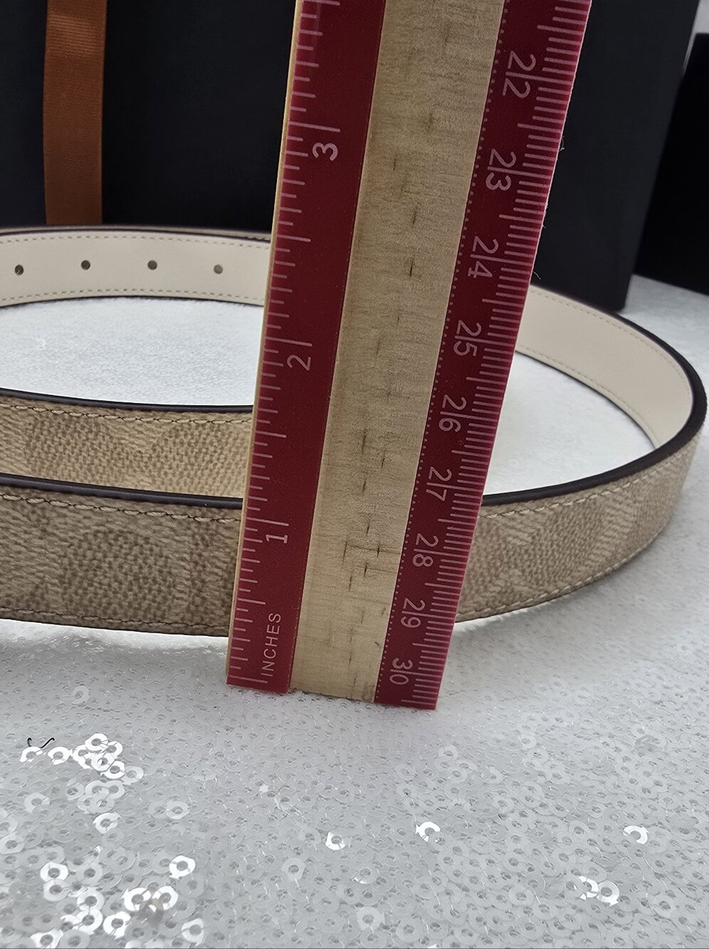 Coach Harness Buckle Cut To Size Reversible Belt 25mm Leather Sand/Chalk - Picture 4 of 9
